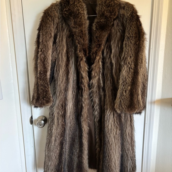 Jackets & Blazers - Elegant Brown Real Fur Coat